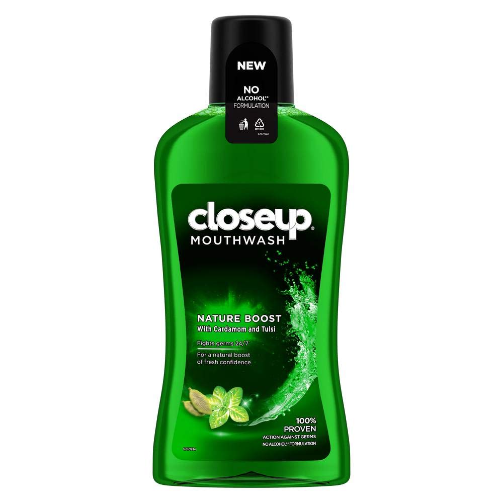 CLOSEUP NATURE BOOST MOUTHWASH CARDAMOM , TULSI
