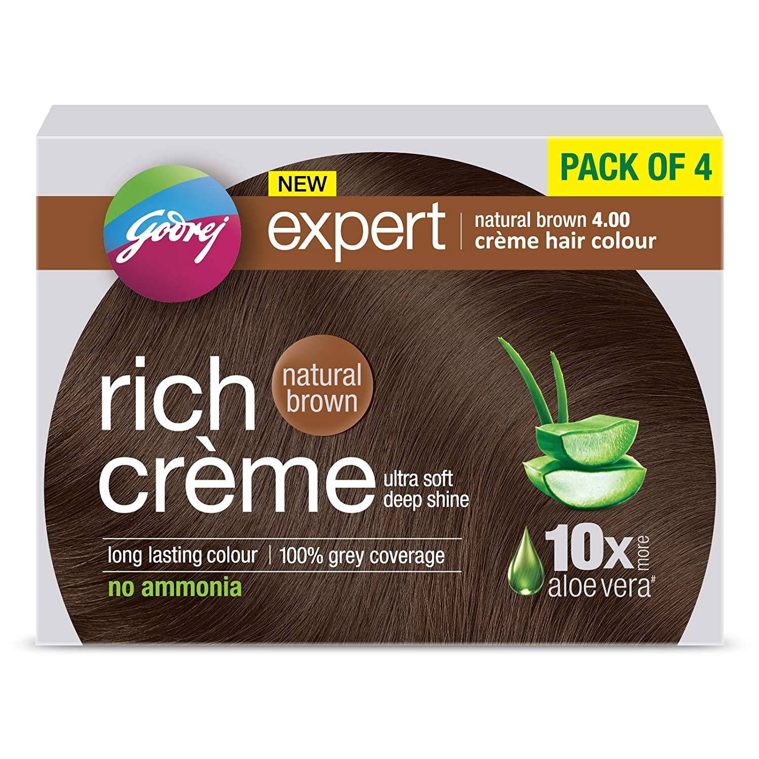 GODREJ EXPERT CRÃˆME HAIR  COLOR, NATURAL BROWN PACK OF 4