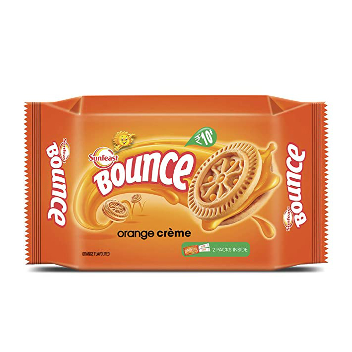 SUNFEAST BOUNCE TANGY ORANGE CREAM BISCUITS