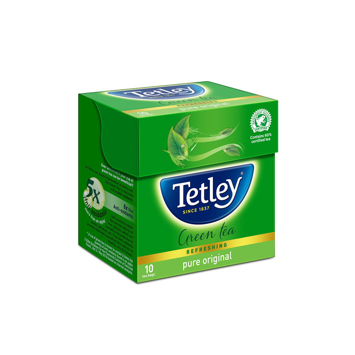 TETLEY PURE ORIGINAL GREEN TEA BAGS BOX